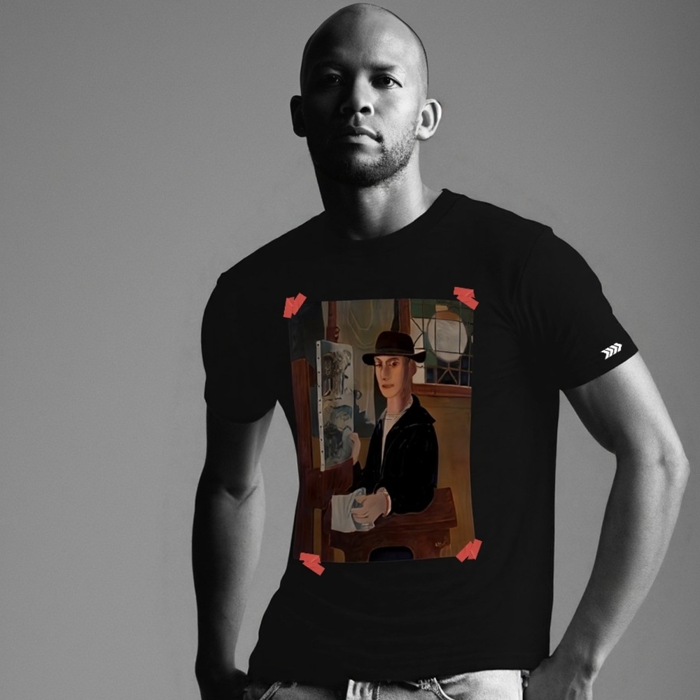 Stylish Black Graphic Tee | "At The Easel" Inspired From The 1950s